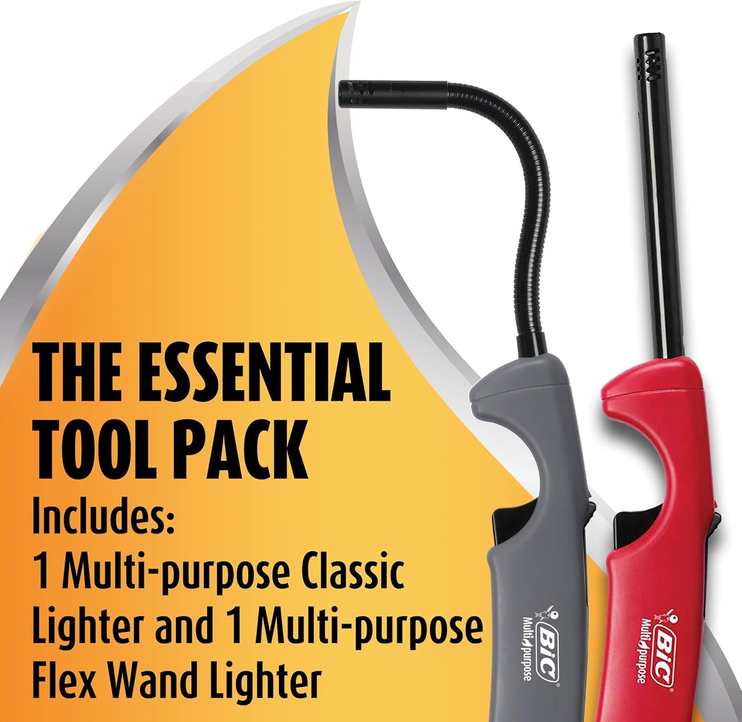 BIC Multi Purpose Lighter with Flexible Metal Wand, Classic Collection, Great Lighter for Candles, Grills and Fireplaces, 10 Count Pack of Lighters