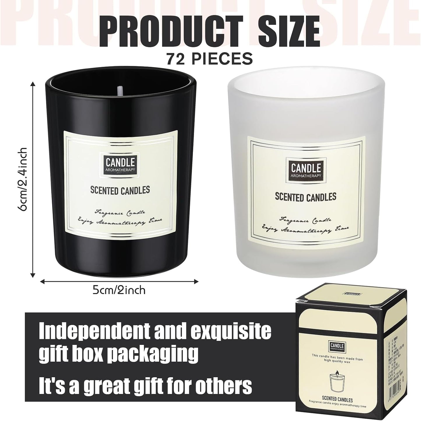Threlaco 72 Pcs Scented Candles Bulk Home Aromatherapy Candle Gift for Women 8 Fragrance Long Lasting Soy Wax Jar Candles for Mother's Day Thanksgiving Christmas Coworker Employee (Fresh, Black White)