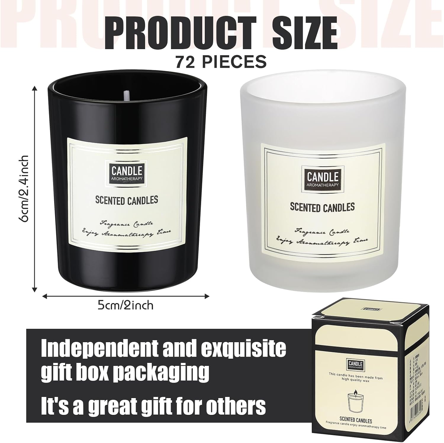 Threlaco 72 Pcs Scented Candles Bulk Home Aromatherapy Candle Gift for Women 8 Fragrance Long Lasting Soy Wax Jar Candles for Mother's Day Thanksgiving Christmas Coworker Employee (Fresh, Black White)