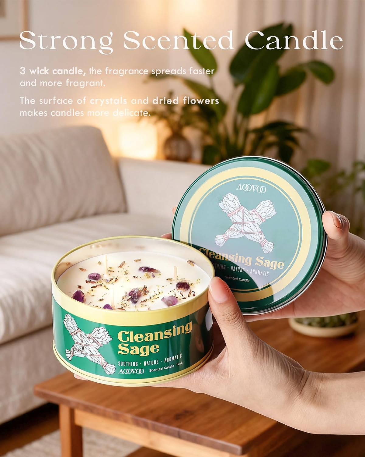 AOOVOO Sage Candle for Cleansing - 2 Pack Scented Candles