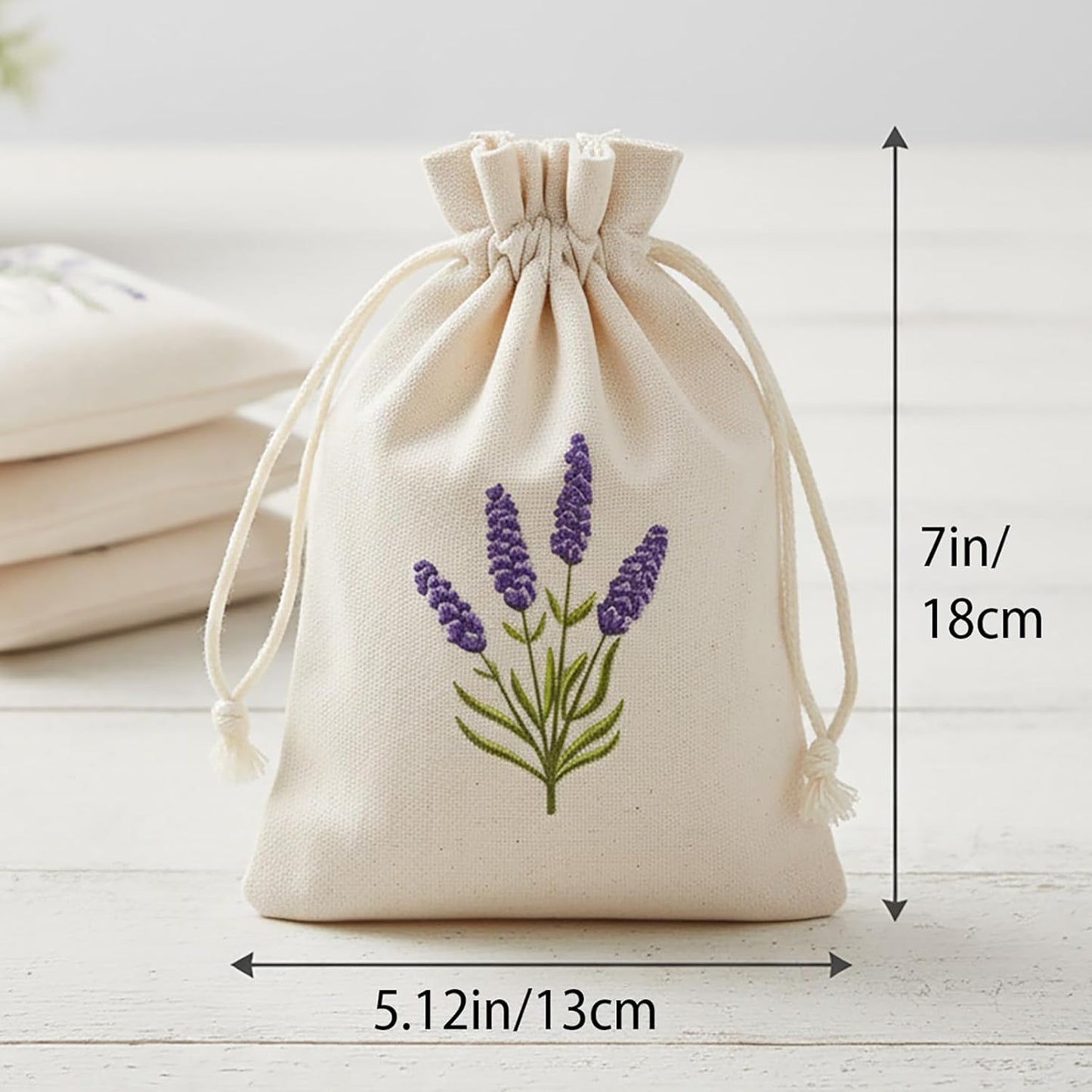 12 Pcs Sachet Bags Empty Small Sachet Bags for Fragrance Handmade Scent Sachets Lavender Pattern(13x18cm, Natural Cotton)