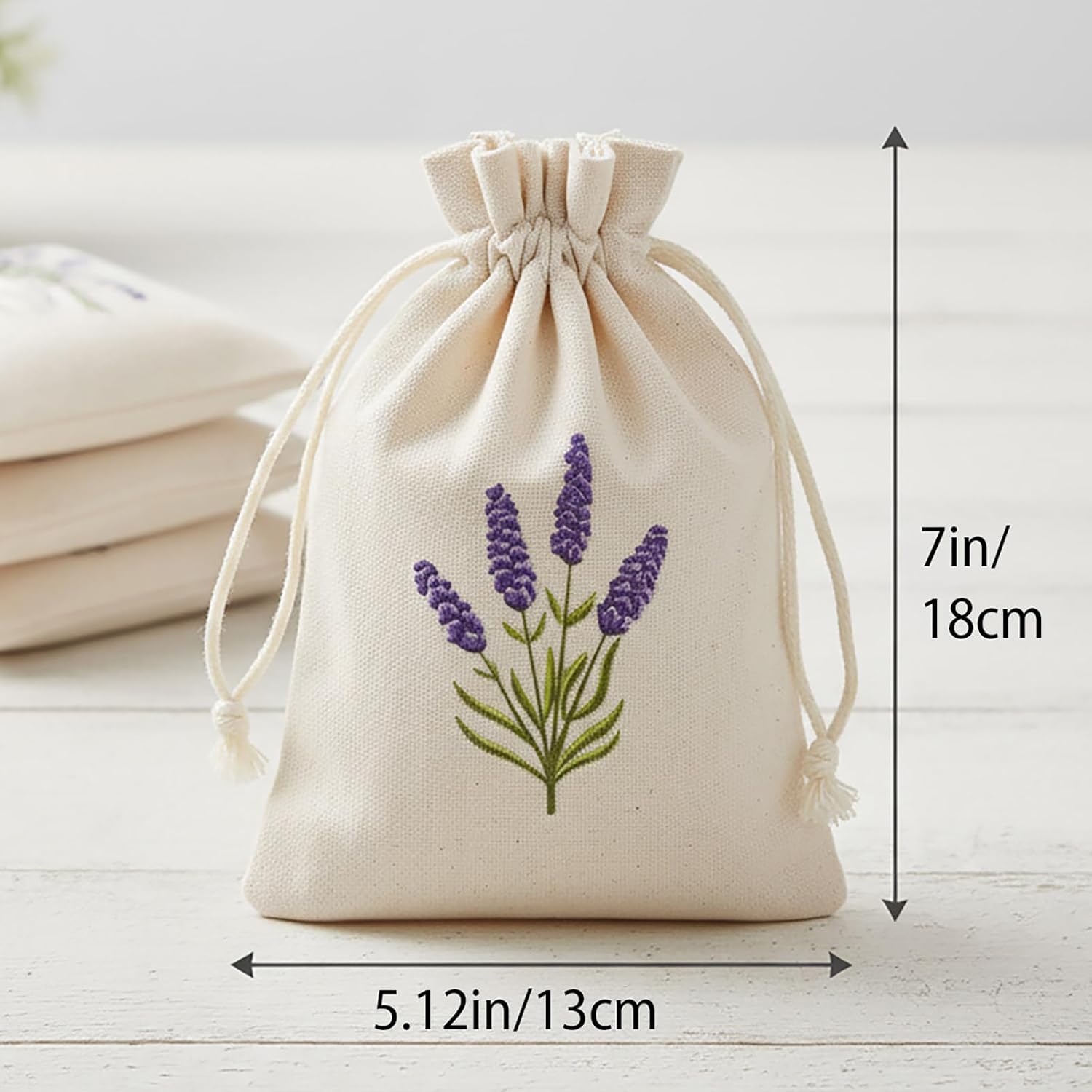 12 Pcs Sachet Bags Empty Small Sachet Bags for Fragrance Handmade Scent Sachets Lavender Pattern(13x18cm, Natural Cotton)
