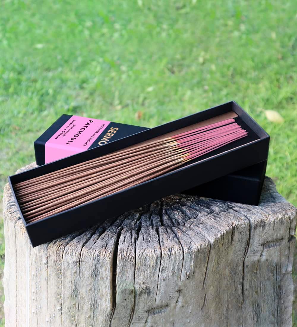 Sermo Premium 24 Incense Sticks Hand Rolled Low Smoke Perfect for Aromatherapy, Meditation, Relaxation, Positivity, Calming (Patchouli)