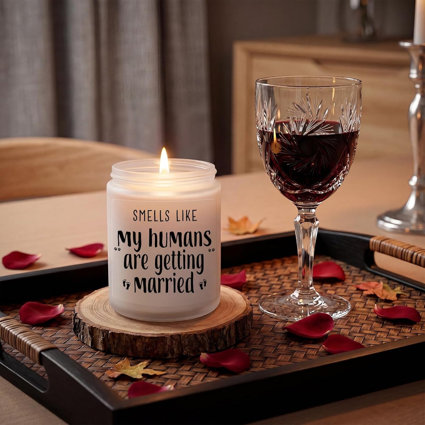 MULCHUM Lavender Scented Soy Candle for Pet Lover Wedding Gifts, Natural Soy Wax Jar Candle, Bridal Shower Funny Engagement Gift for Women Couples Pet Owners, 7oz 45 Hours Long Lasting Burn