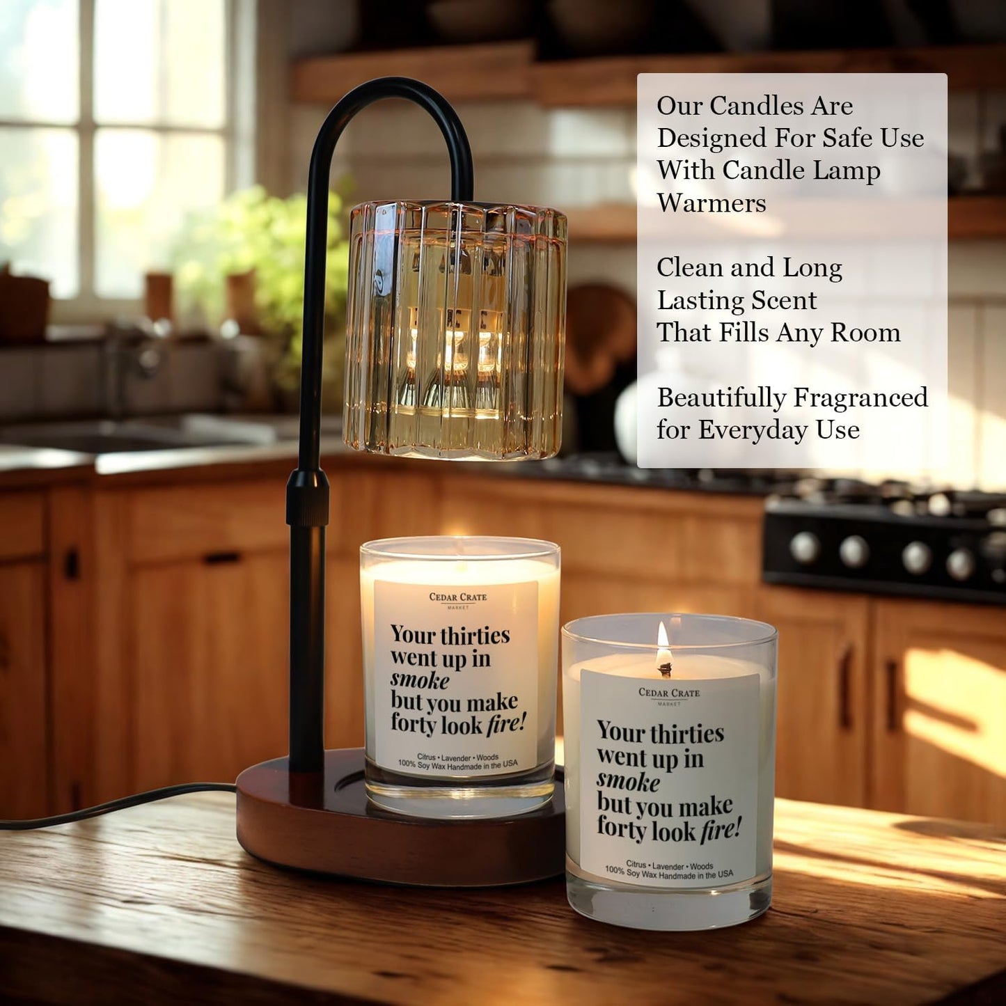 40th Birthday Gifts Women & Men - Lavender & Lemongrass Soy Wax Birthday Candles, 13.5 oz, 60+ Hour Burn Time, Birthday Gifts for Women, Hand Poured in USA, Reusable Jar for a Fantastic Celebration