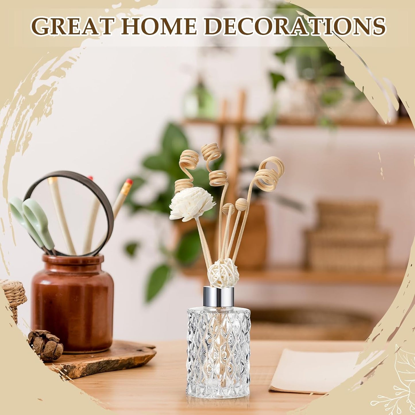Loopeer 180 Pcs Reed Diffuser Sticks Set - Rattan Fragrance Diffuser and Flower Reed Sticks for Aromatherapy - Natural Volatile Replacement Refill Sticks for Aroma