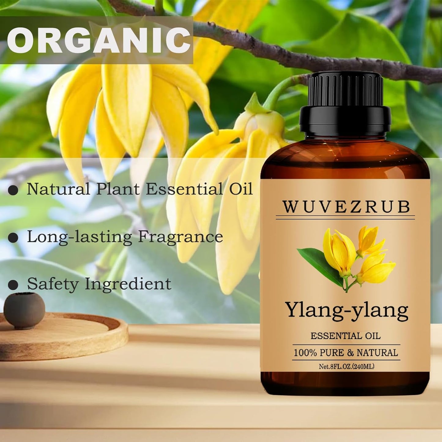 Ylang-Ylang Essential Oils, 240ML Pure and Natural Essential Oil for Aromatherapy Diffuser - Ylang-Ylang /8 Fl Oz