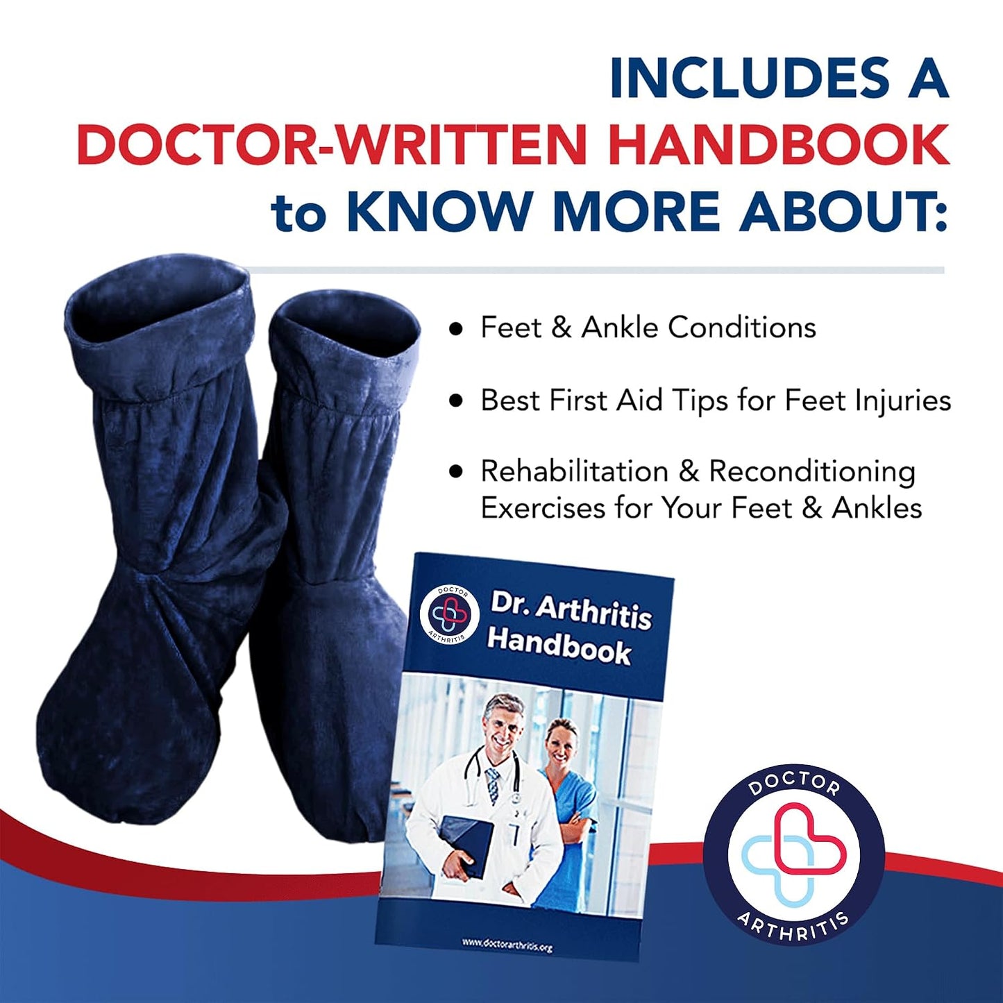 Dr. Arthritis Doctor Developed Heated Booties Foot Warmers for Women Men,Feet Foot Warmer Booties and Handbook Ankle & Feet Warmers (Blue)