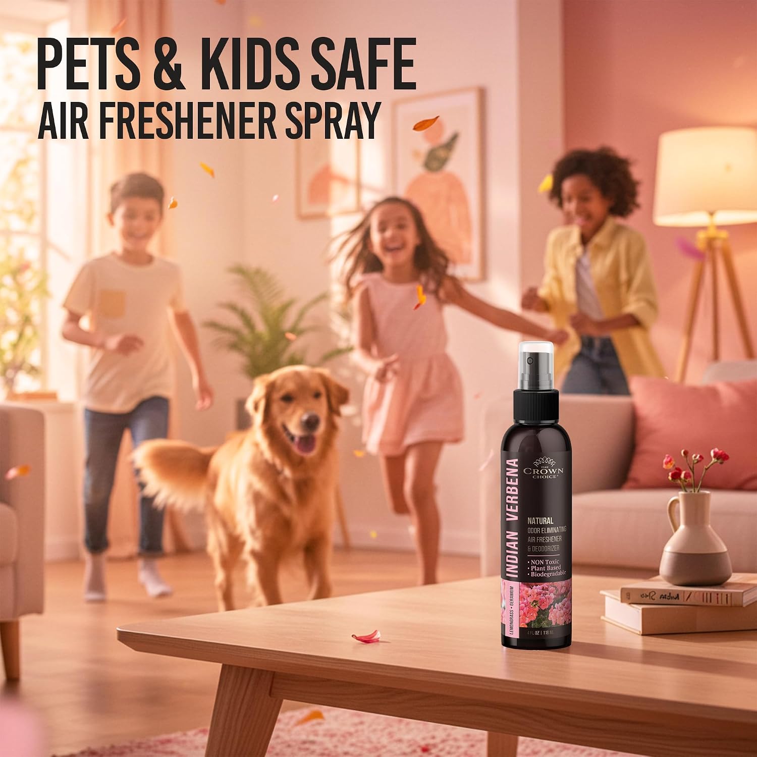 Non-Toxic Odor Eliminator, Natural Geranium & Lemongrass Air Freshener Spray for Home, Room, Closet & Couch Deodorizer, Long Lasting Bathroom & Toilet Freshener, Safe for Kids & Pets - 4 oz Pack of 2