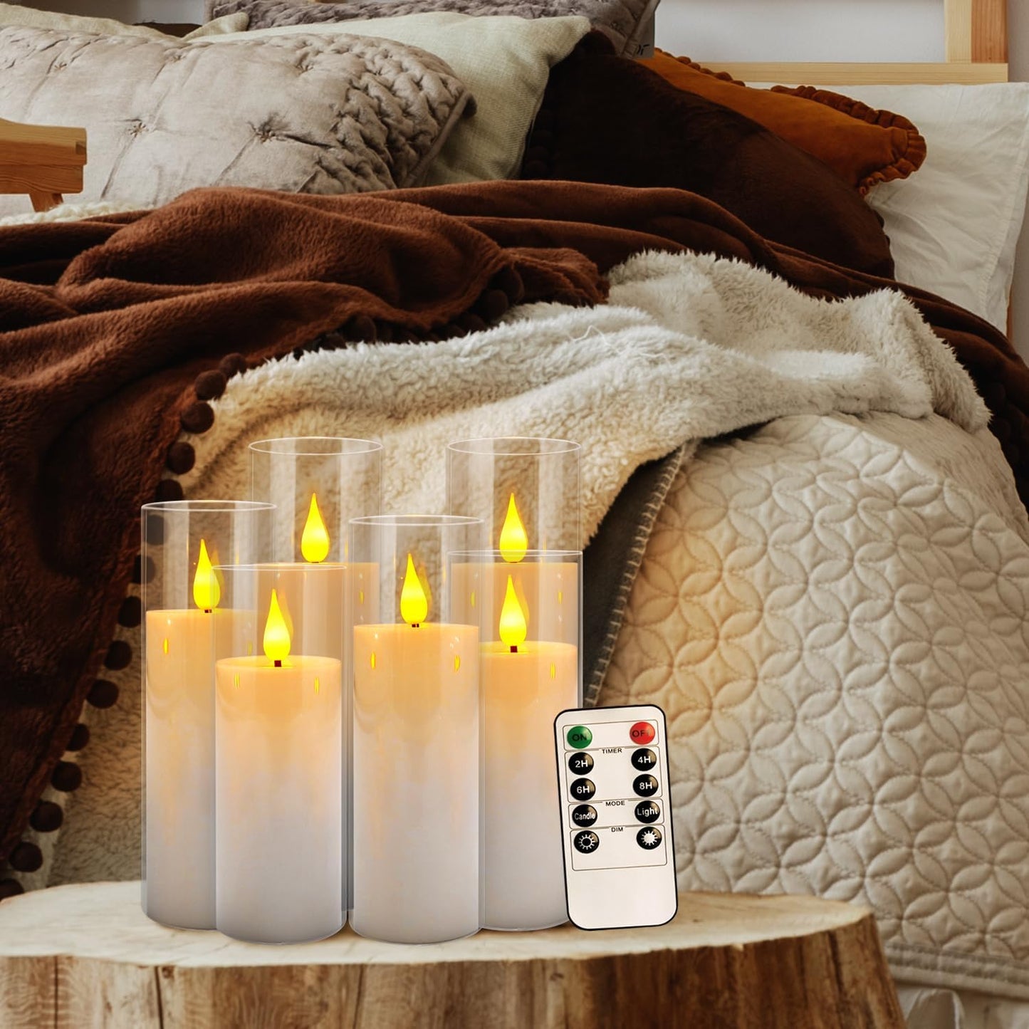 24 Pcs Acrylic LED Flameless Candles with 4 Remote,White,Flickering, Clear, Suitable for Wedding, Party, Home Decoration & Outdoor.