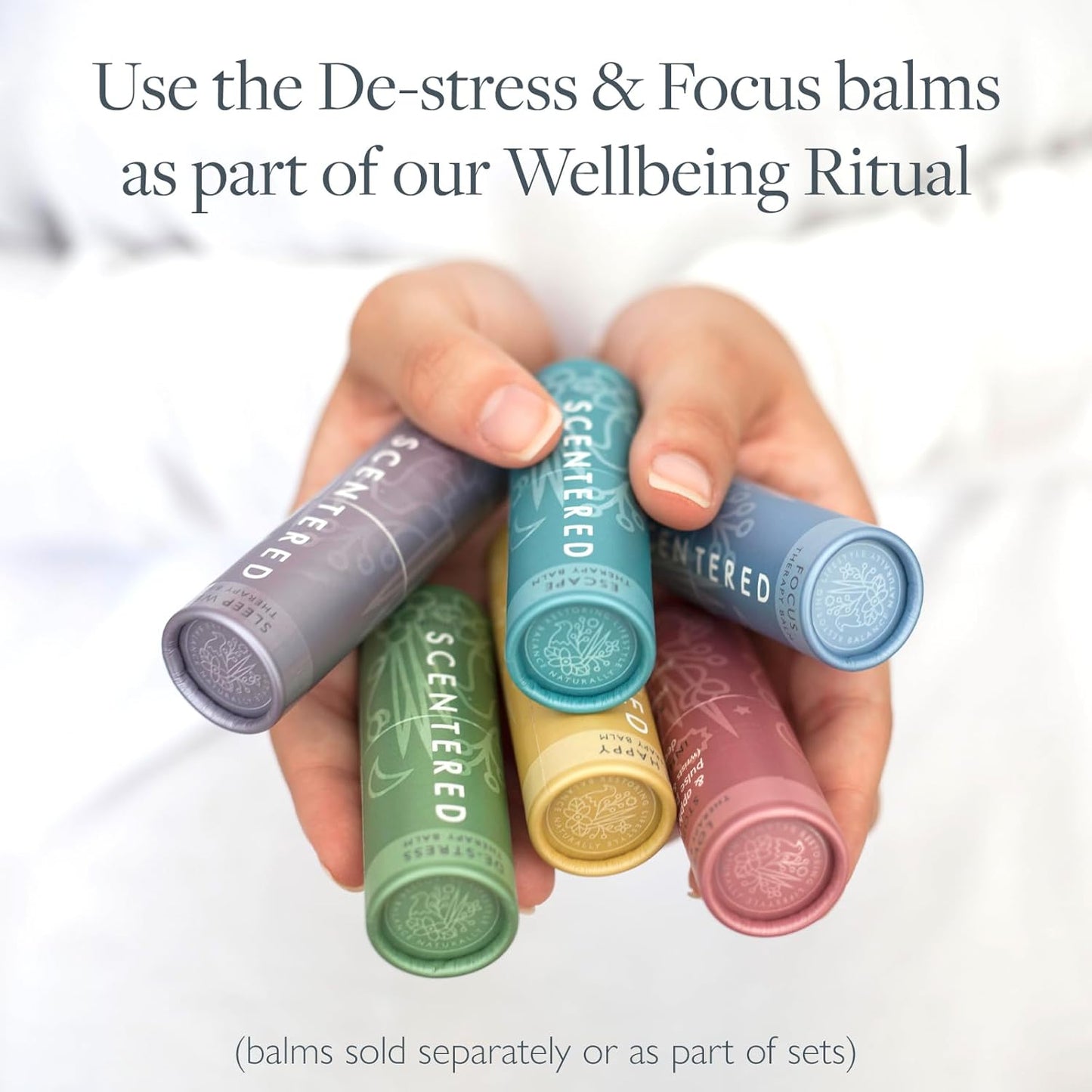 Scentered Aromatherapy Balm Sticks for Stress-Relief & Focus - Roll On Essential Oil Blends of Rosemary, Mint, Chamomile - Aromatherapy Gifts for Women - De-Stress & Focus