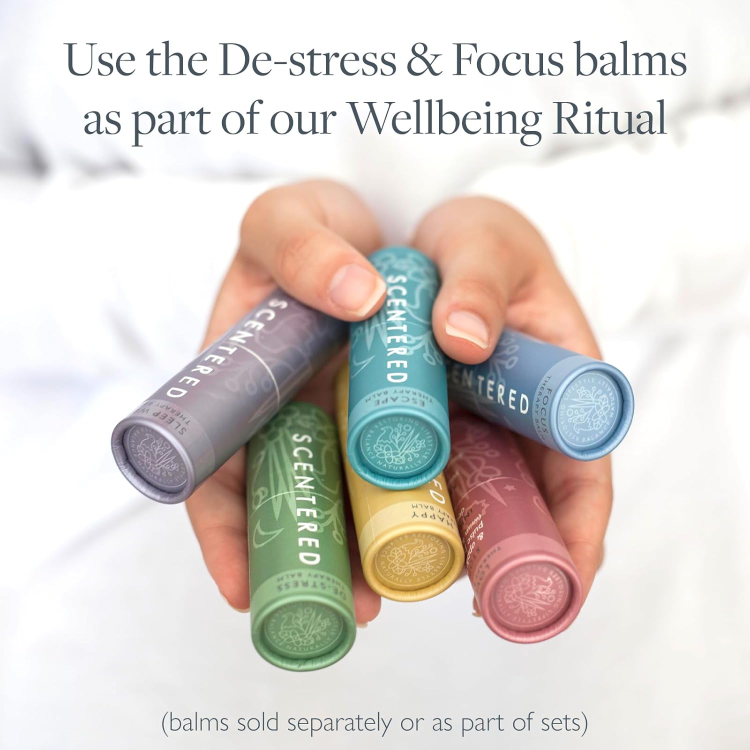 Scentered Aromatherapy Balm Sticks for Stress-Relief & Focus - Roll On Essential Oil Blends of Rosemary, Mint, Chamomile - Aromatherapy Gifts for Women - De-Stress & Focus