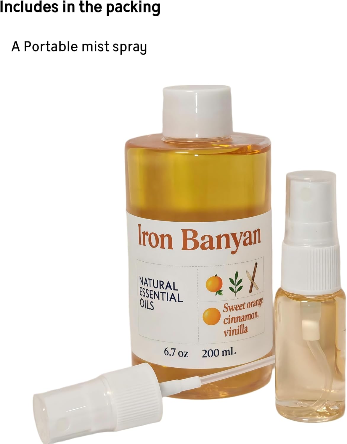 Aromatherapy Essential Oil Blend - 200mL, Orange Cinnamon Vanilla Scented Oil for Home Fragrance, Relaxation & Mood Enhancement