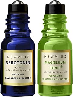 De Stress Roll on Calming Holy Basil Lavender and Bergamot & Headache Relief Peppermint Rosemary and Eucalyptus Pack of 2