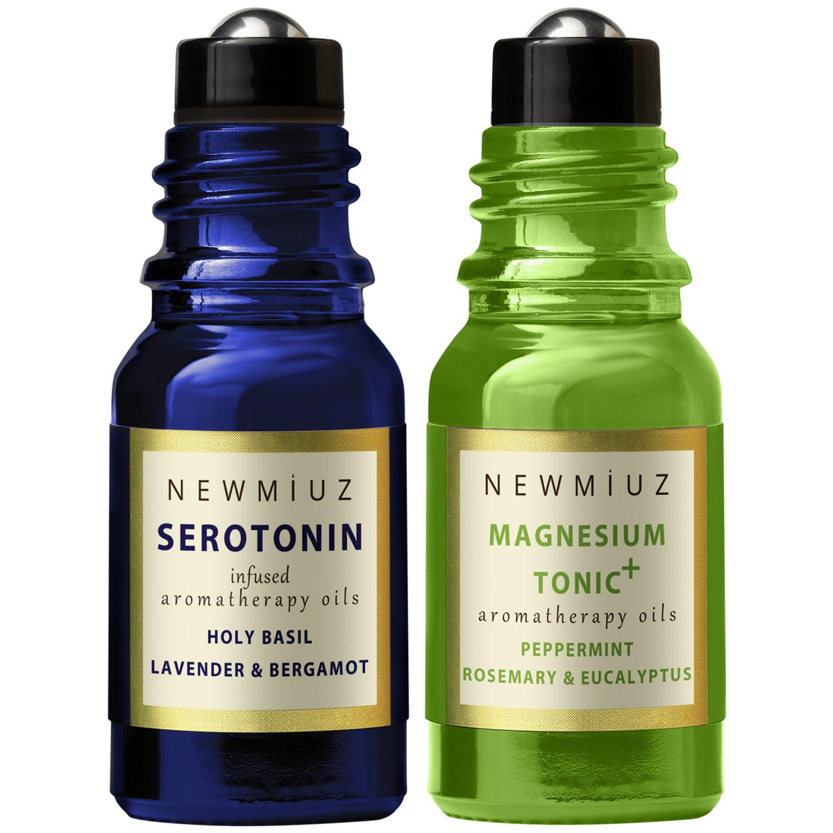 De Stress Roll on Calming Holy Basil Lavender and Bergamot & Headache Relief Peppermint Rosemary and Eucalyptus Pack of 2