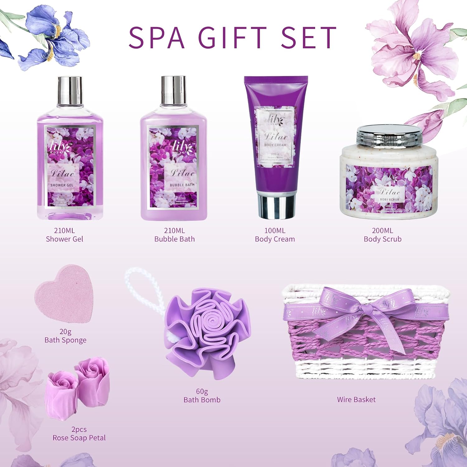 Gifts for Women, Birthday Gifts, 9 Pcs Lavender Spa Gift Baskets for Women - Bath and Body Gift Basket | Gift for Her Christmas, Mothers Day, Valentines Day, Perfect Gift for Mom All Occasion