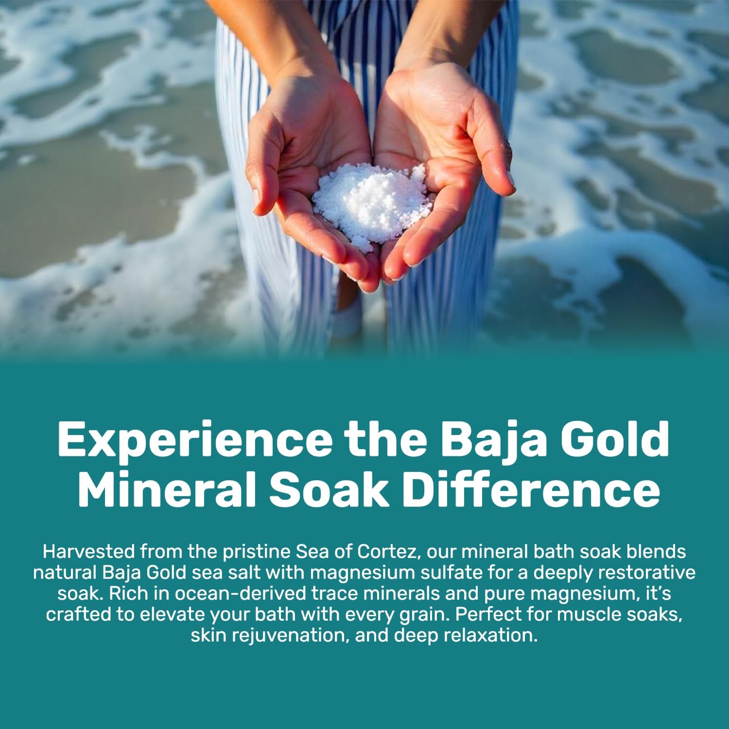 Baja Gold Ocean Mineral Soak Bundle – Unscented + Eucalyptus | Natural Magnesium Bath Soak with Trace Minerals | Relaxing, Clean Self-Care for Bath, Foot Soaks & Skin | 2 x 2 lb Resealable Bags