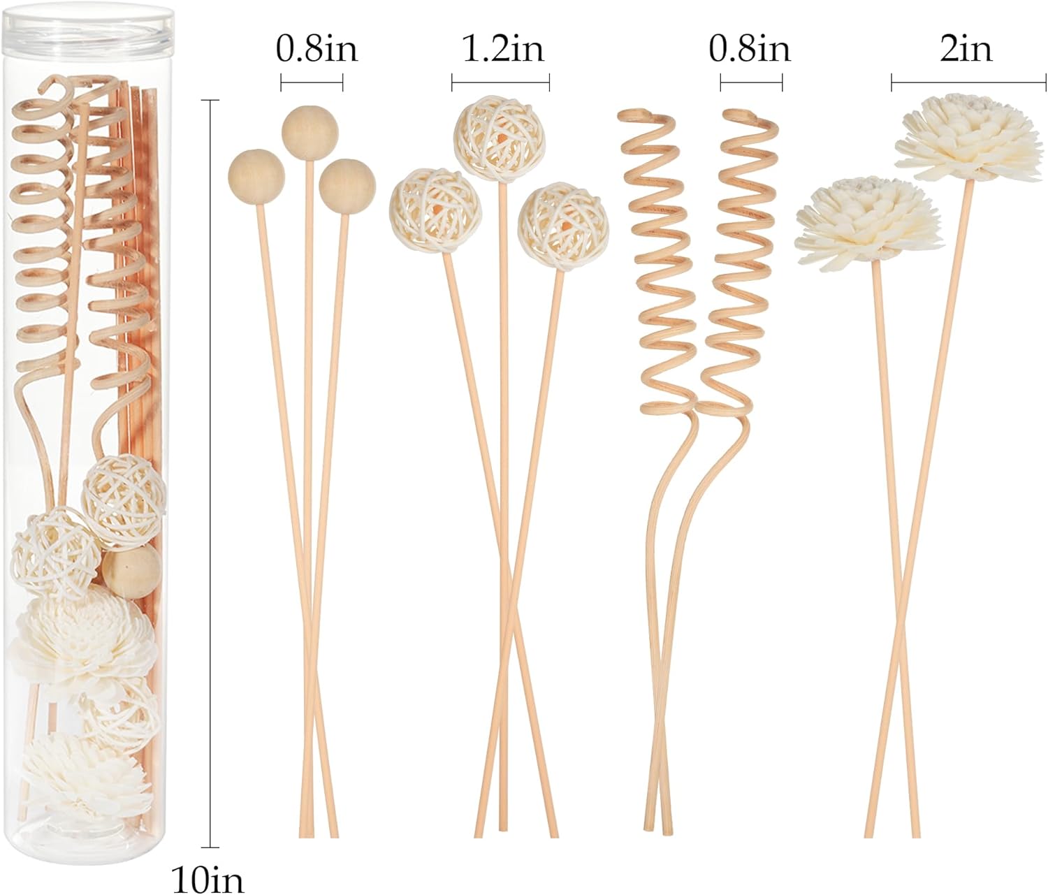 Reed Diffuser Stick,WUTAOBON 10Pcs 10Inch Natural Rattan Flower Reed Fragrance Diffuser Set, Fragrance Diffuser Replacement Rattan Sticks Home Decor (Primary Color)
