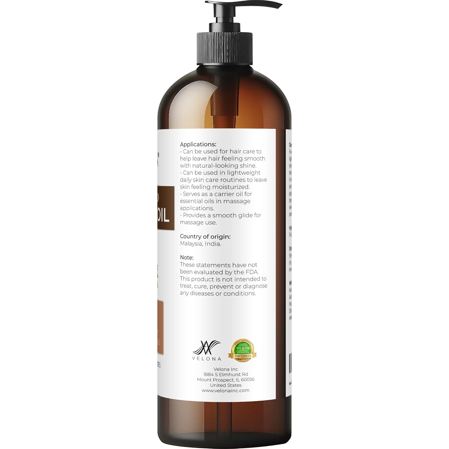 velona MCT Coconut Oil - 16 Fl Oz | 100% Pure and Natural Carrier Oil | Fractionated | Skin, Face, Body, Hair Care | Use Today - Enjoy Results