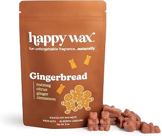 Happy Wax Gingerbread Scented Bear Wax Melts - Natural Strong Holiday Scented Infused with Essential Oils - Non Toxic & Pet Safe - (4 oz Pouch)