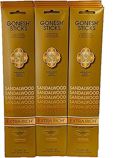 Gonesh Incense Sticks: Sandalwood 12 Pack (20 Sticks/Pack)