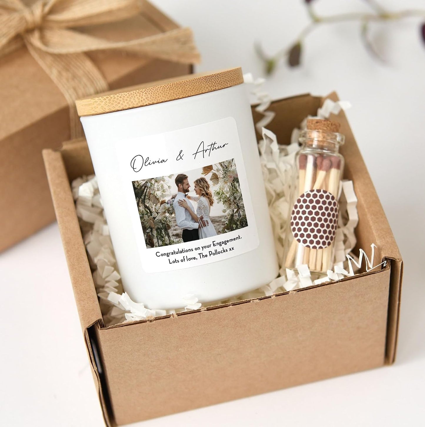 Custom Photo Candle with Gift Box | Personalized Picture Candle | Engagement, Wedding Gift-White/Vanilla