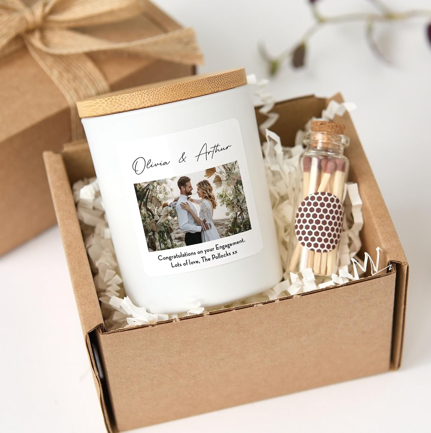 Custom Photo Candle with Gift Box | Personalized Picture Candle | Engagement, Wedding Gift-White/Vanilla