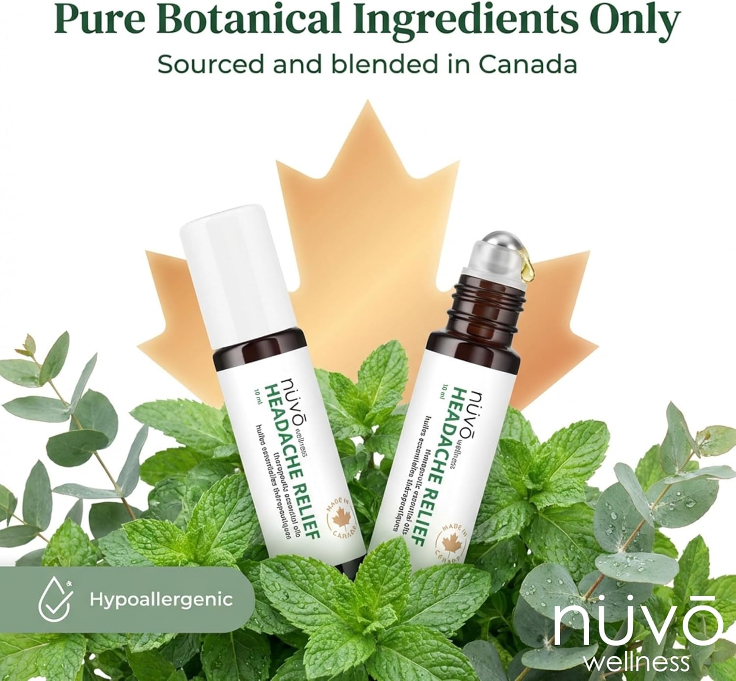 Migraine Relief Roll-On, Made with Peppermint, Lavender, Eucalyptus, & Other Aromatherapy Essential Oils, for Headaches, and Sore Muscles