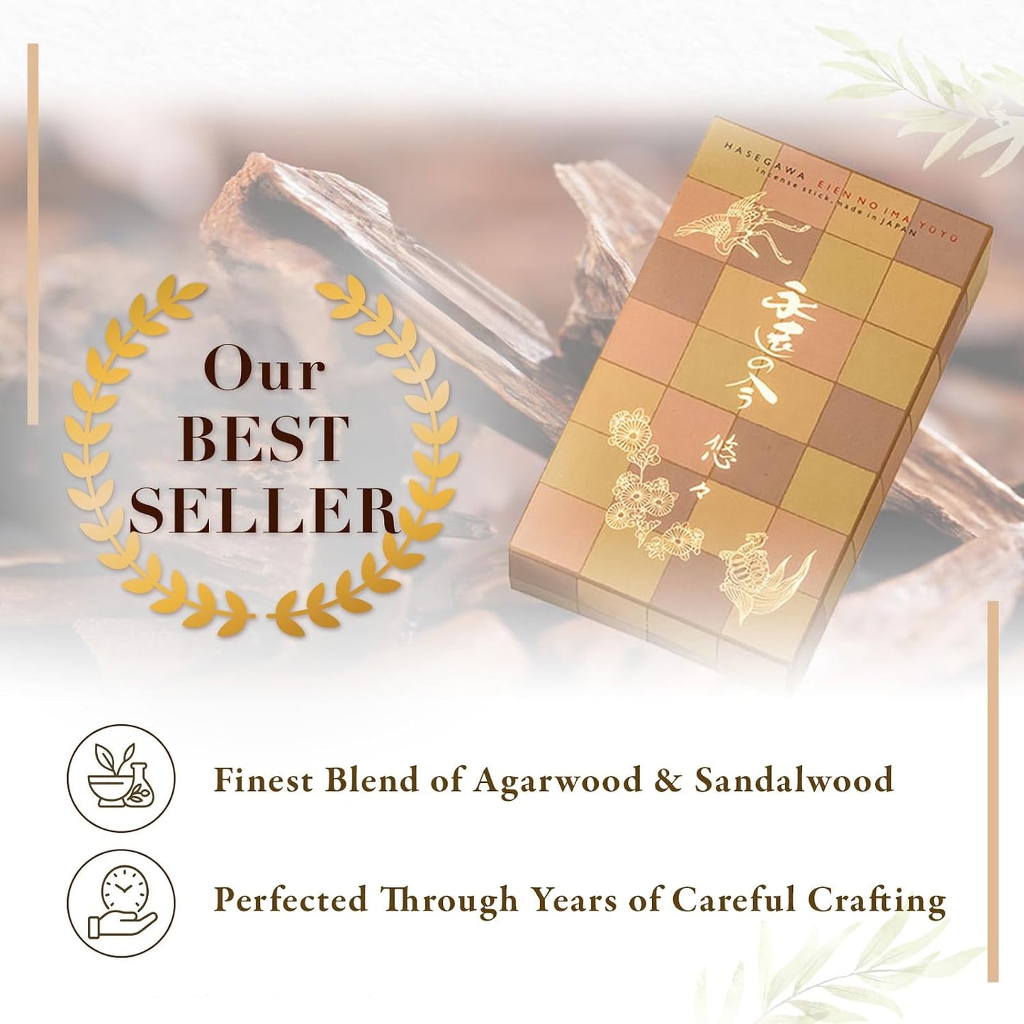 Hasegawa | Hasegawa Original Low Smoke Japanese Incense Sticks | Agarwood & Sandalwood Blend | No Synthetic Fragrances (Mini, A Blend Agarwood & Sandalwood)