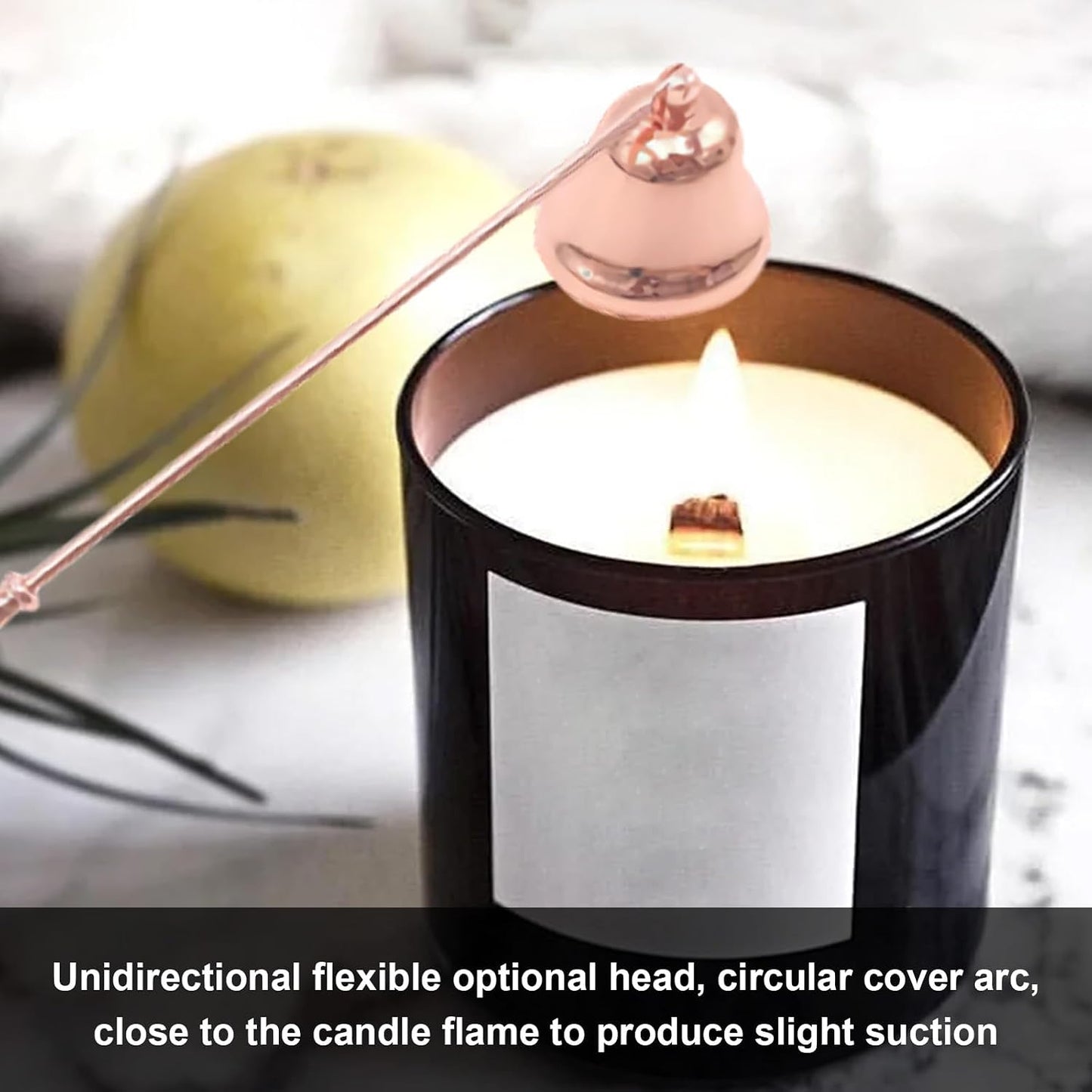 3 in 1 Long Handle Candle Accessories Set，Candle Snuffer and Wick Trimmer ，Wick Cutter，Candle Extinguisher Snuffer (Rose Gold)