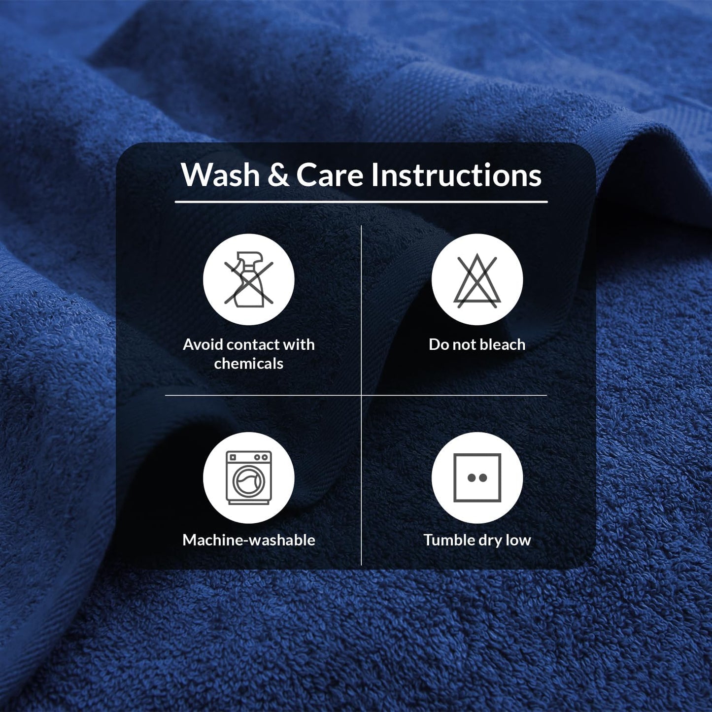 Infinitee Xclusives Luxury 100% Ring-Spun Cotton Bath Towels Set of 4 (27x54 inches) – Soft, Absorbent & Quick-Drying Towels for Bathroom, Gym, Spa & Hotel Use (Tranquil Navy, Bath Towels)