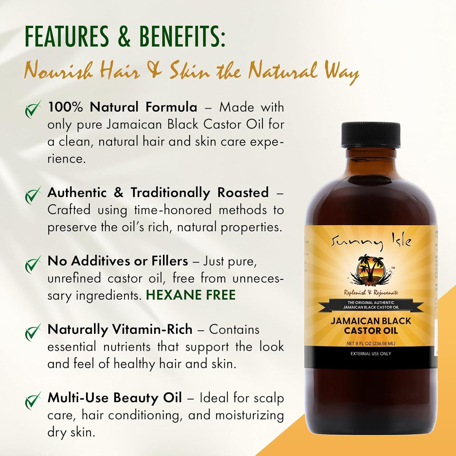 Sunny Isle Jamaican Black Castor Oil - Moisturizing, Thickening, Repairing - 8 Fl Oz