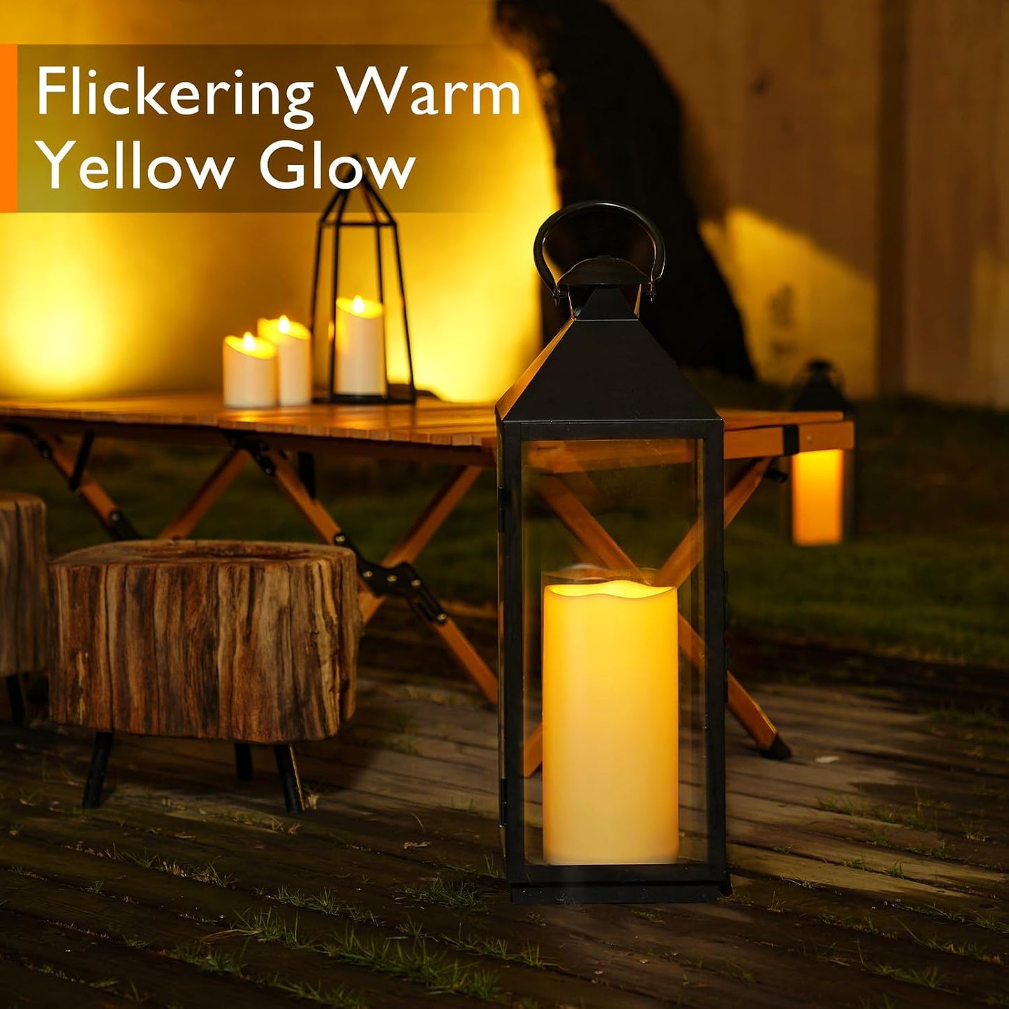 Homemory 6" x 12" Extra Large Outdoor Waterproof Candle with Auto 6-Hour Timer, Ivory Plastic Made, Long Last for Half A Year