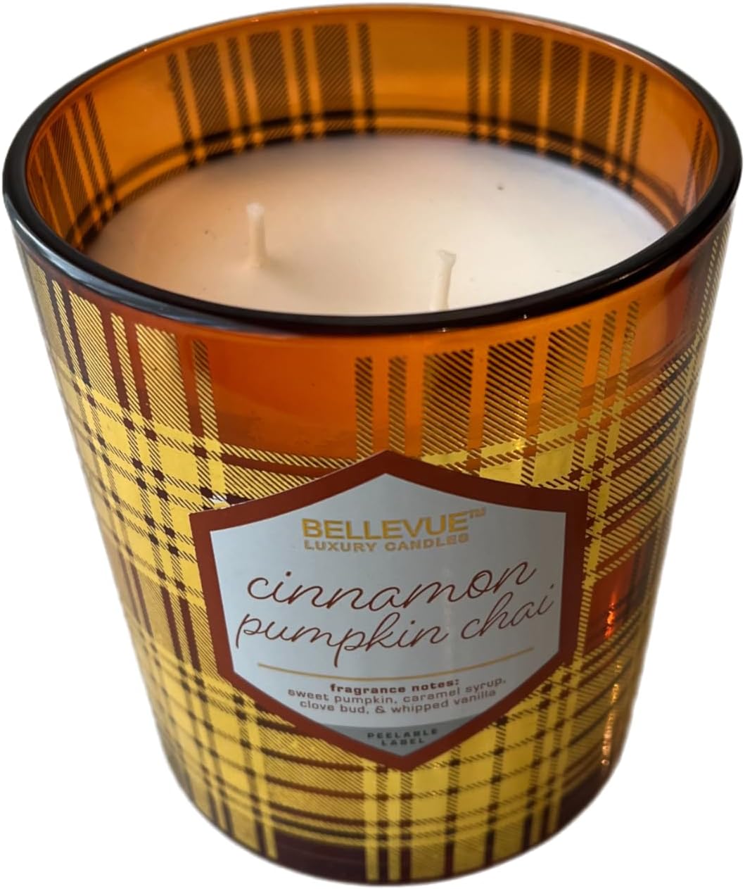 Bellevue Luxury Candles, 12 OZ Fragranced Candle, Soy Blend Wax, Essential Oils, Long-Lasting Burn, Home Fragrances, Aromatherapy Home Scented Candles Scent Cinnamon Pumpkin CHAI