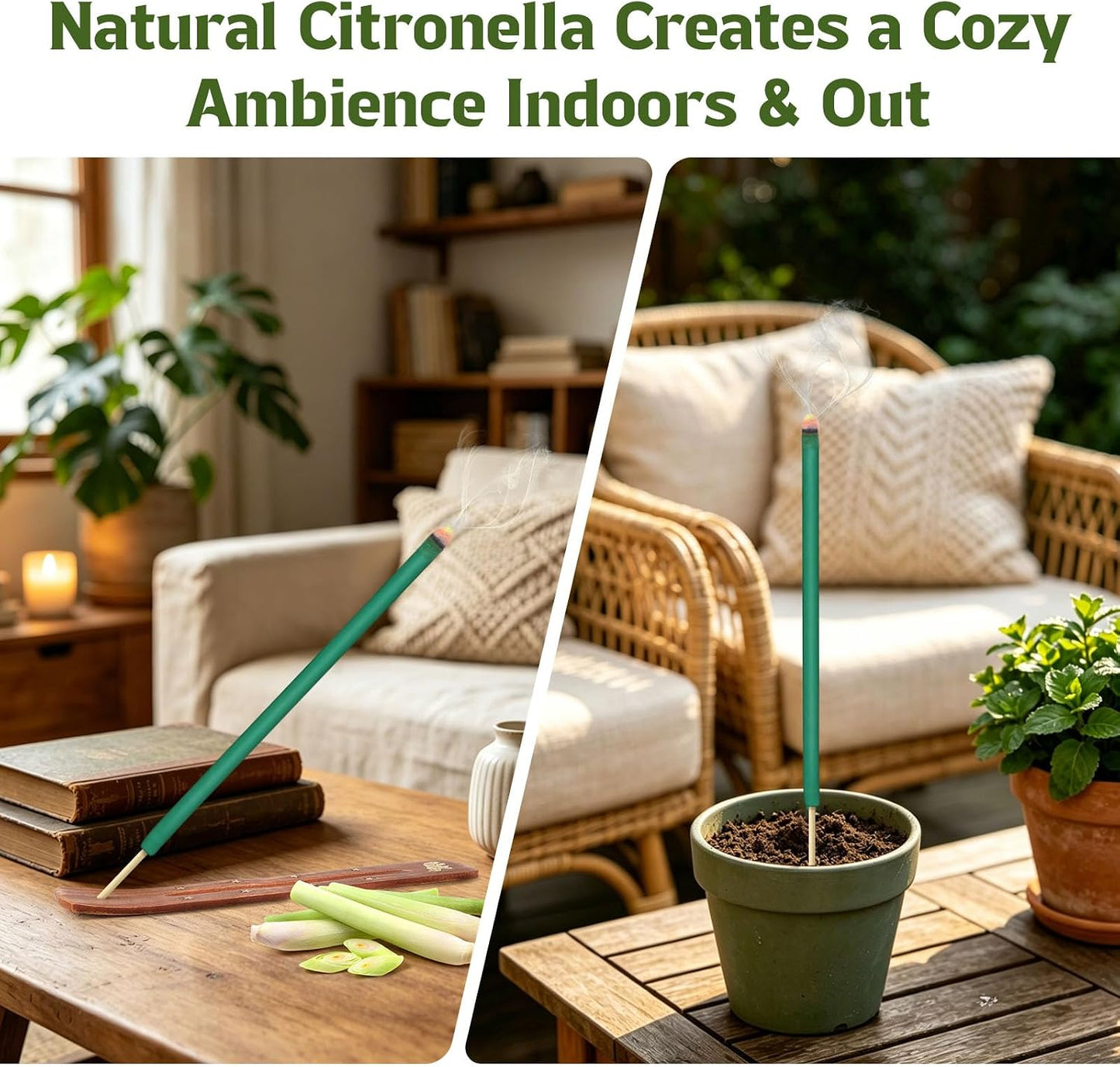Citronella Incense Sticks Outdoor, 36 Pack Citronella Incense with Holder, Burns Up to 100 Hours, Natural Incense Stick for Outside Patio Camping Backyard Balcony Yard Picnic Outdoor Indoor Use