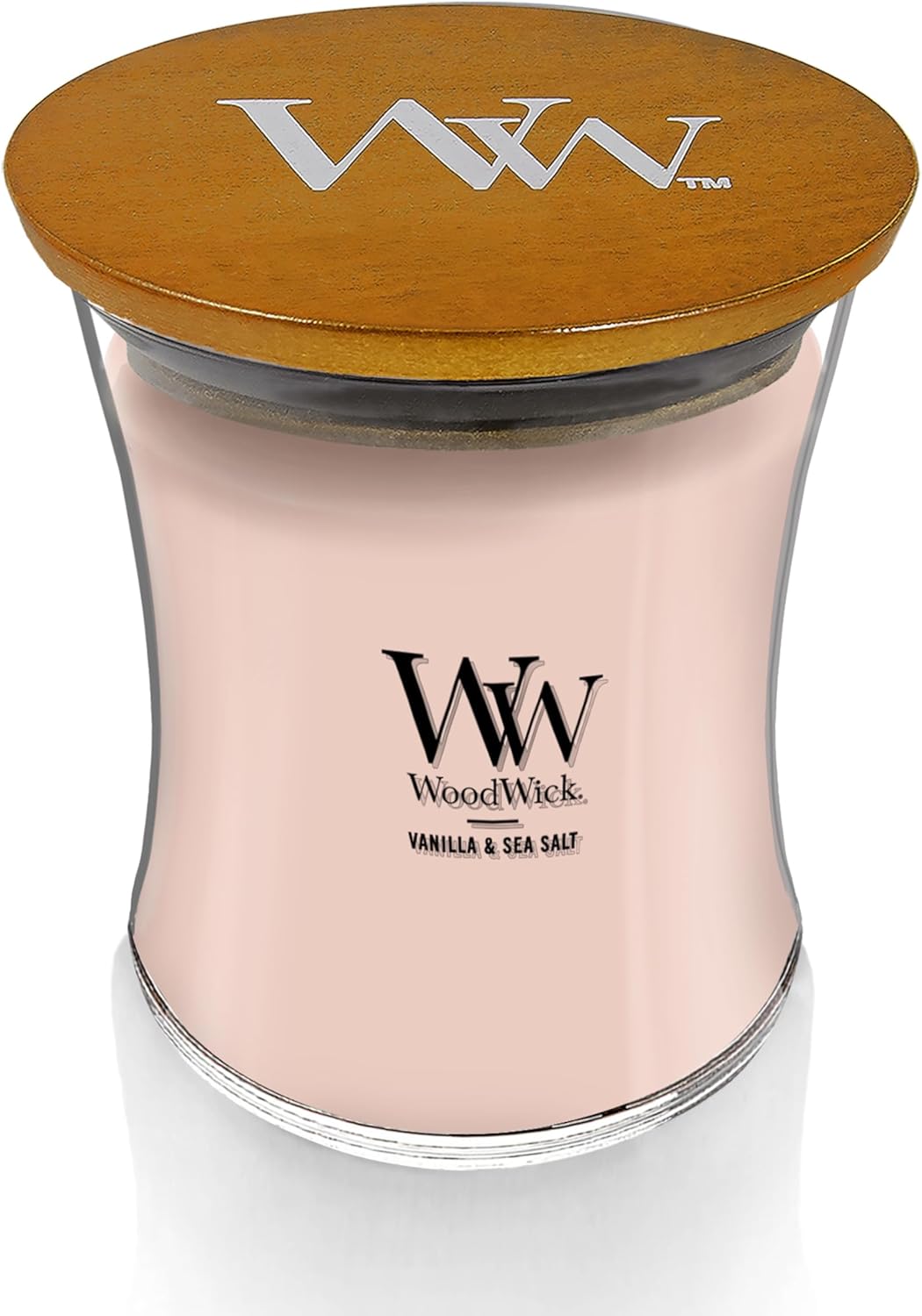 WoodWick Vanilla & Sea Salt Gifts for Women and Men, 9.7 oz Medium Hourglass Candle with Crackling Wick