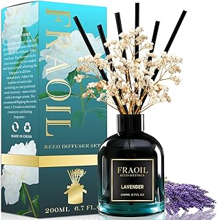 Lavender Reed Diffuser, Reed Diffuser Set 6.7 fl oz (200 ml) with 6 Reed Sticks, Home Fragrance Reed Diffuser for Bathroom Shelf House Bedroom Office Decor