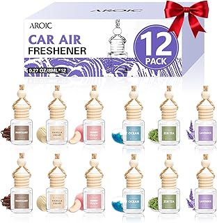 AROIC 12 Pack Car Air Freshener, Car Smell Air Freshener Diffuser Essential Oil Scent for Women & Men, Car Accessories Interior, Mothers Day Gifts Hanging Auto Light Fragrance with Many Flavors