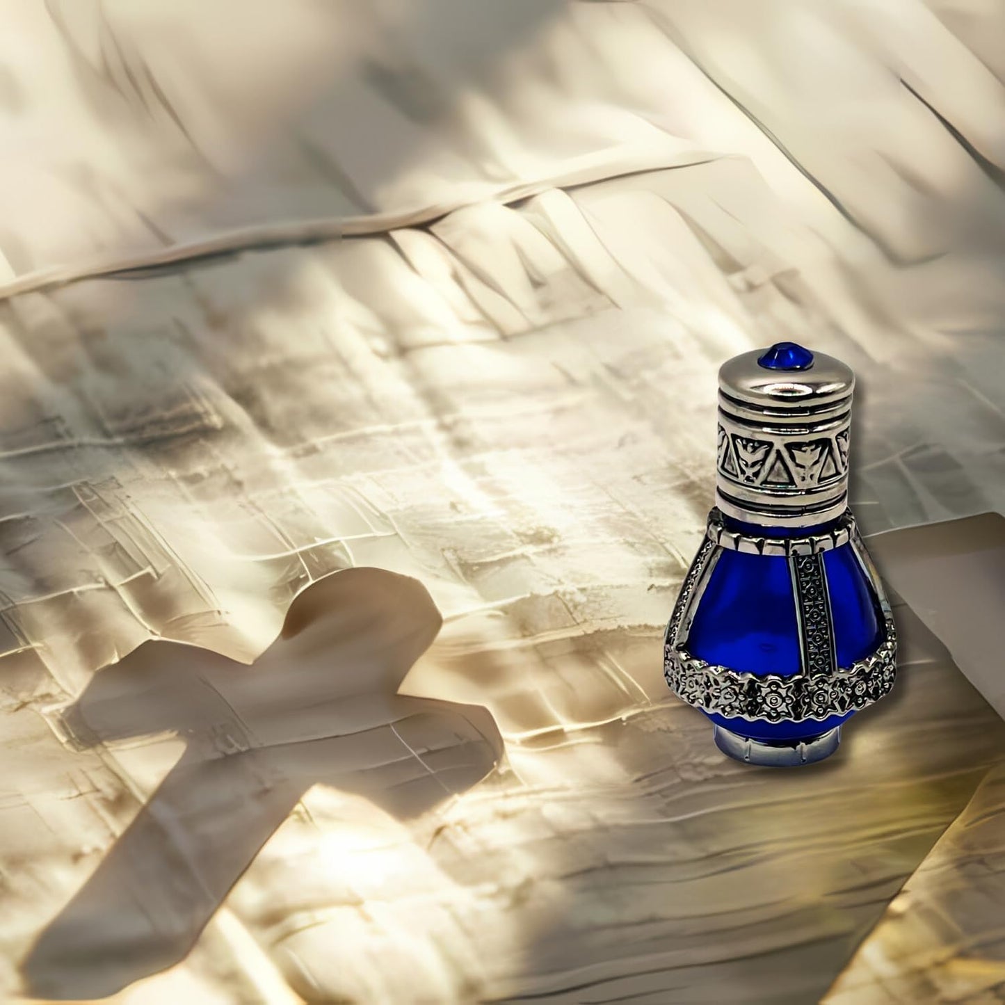 Spikenard Anointing Prayer Oil in Reusable Blue Cobalt Glass Vial 0.24fl.oz/7ml