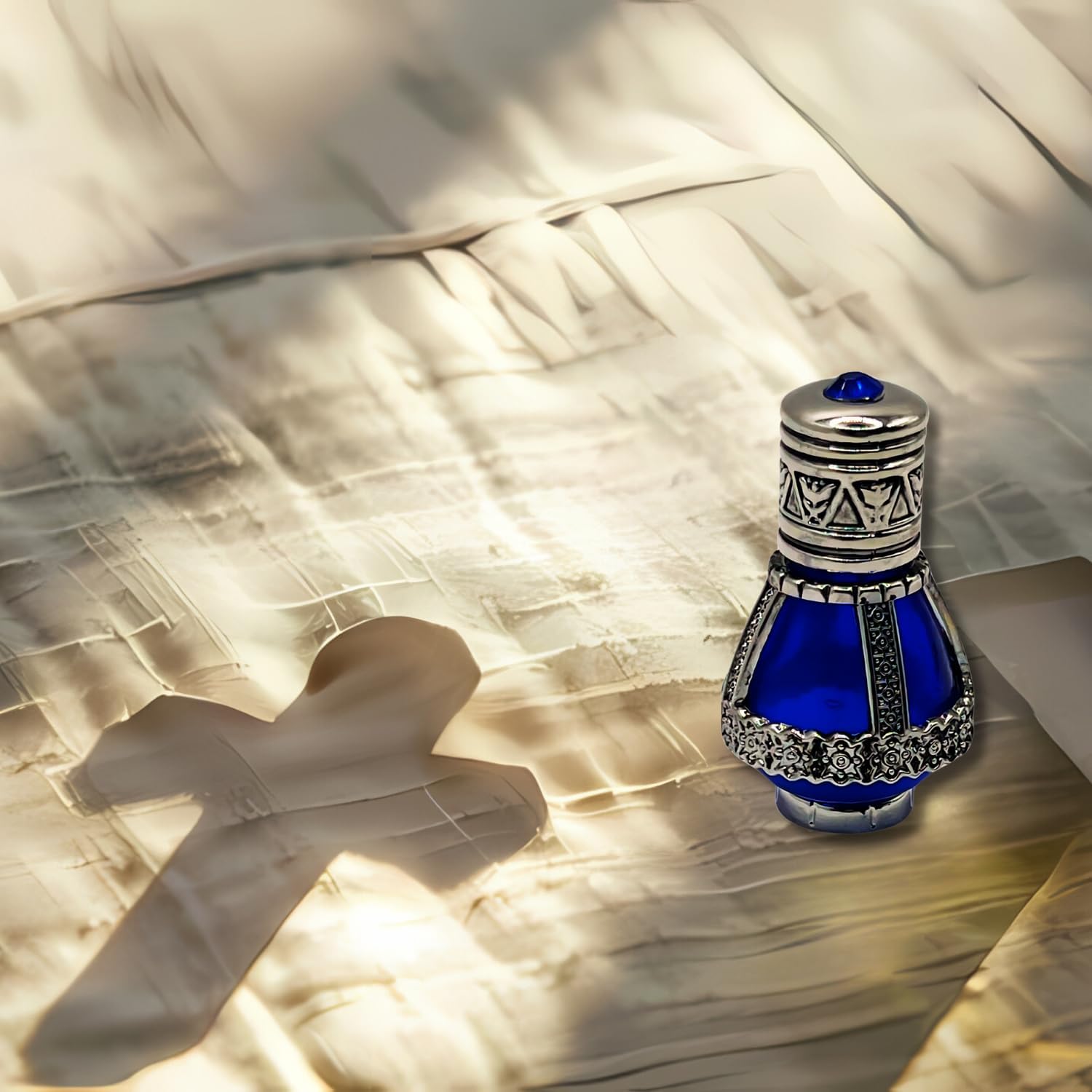 Spikenard Anointing Prayer Oil in Reusable Blue Cobalt Glass Vial 0.24fl.oz/7ml