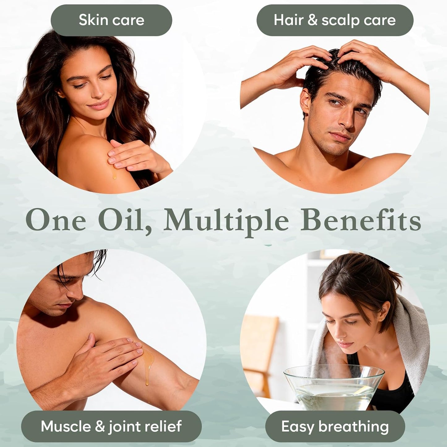 Rosemary Oil for Hair Growth Blend with Almond, Peppermint, Lavender & Jojoba Oil for Hair, Lightweight Consistency, For Growth, Strengthening & Scalp Care (60ml / 2fl oz)