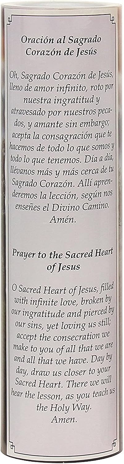 Stonebriar Jesus Flameless LED Devotional Prayer Candle with Automatic Timer, Unique Religious Decoration for Home, Office, or Place of Worship 8 Inches