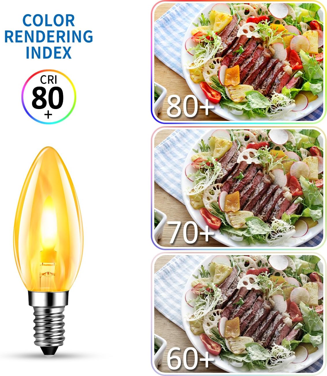 ANWIO Flicker Flame Light Bulbs 1.5W=3W, NonDimmable Flame Tip 1800K Warm Light Orange Glow Bulbs Crystal Clear Candle Bulb for E12 Chandelier Base (Clear, c35e12(2pack))