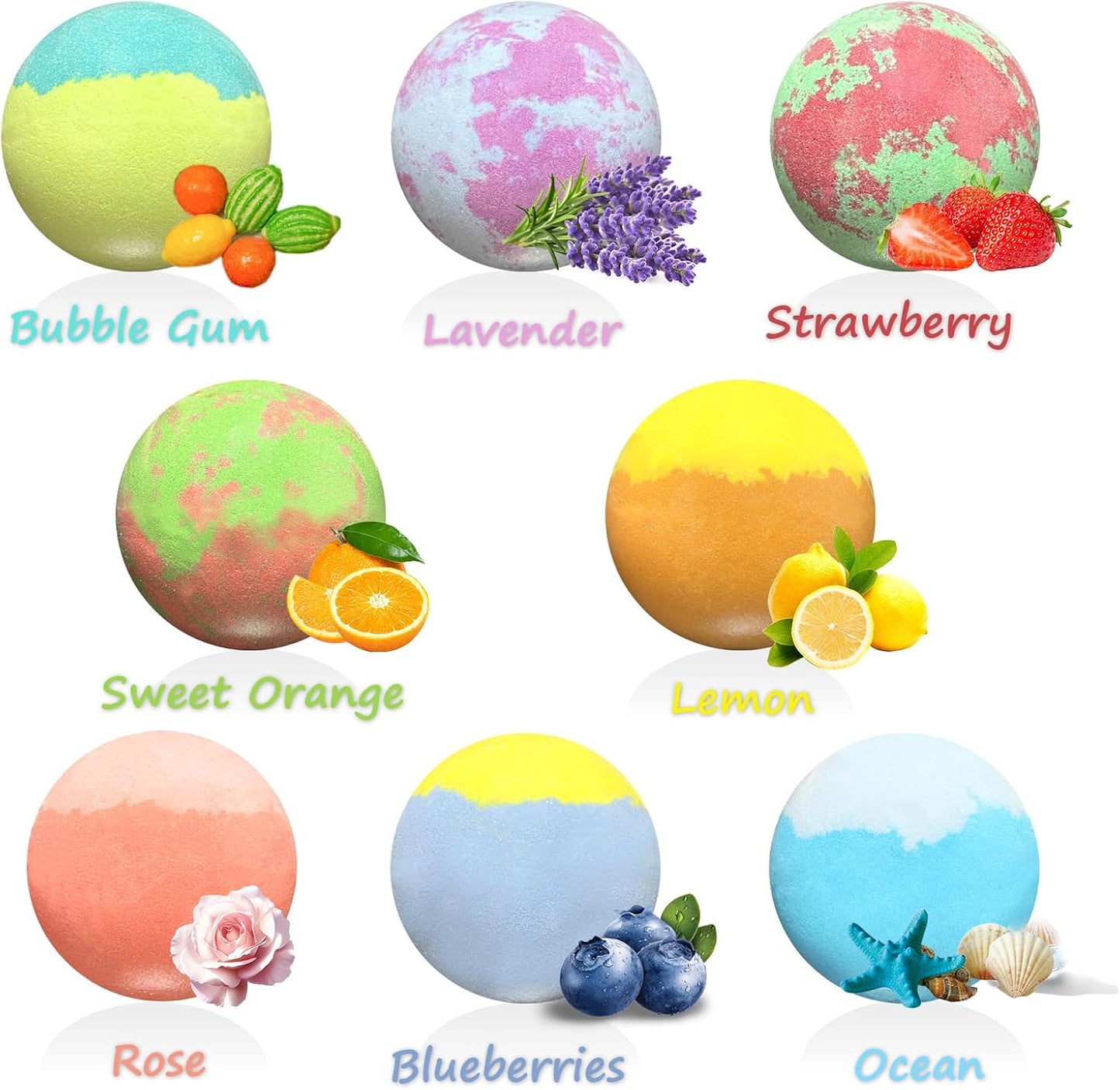 Bath Bombs for Kids with Surprise Toys Inside, 8 Pcs 3.5 Oz Light Up Bath Bombs Gift Set with Essential Oils, Handmade Spa Moisturizing for Women Relaxing, Birthday, Party, Christmas