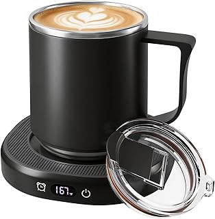 Coffee Mug Warmer & Mug Set, Electric Beverage Milk Tea Water Cup Warmer for Desk, Candle Warmer Plate with 4 Temp. Setting, Auto Shut Off for Home Office Birthday Present