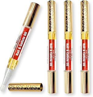 Bliss Kiss | Fragrance Free 4 Nail Oil Cuticle Pens w/Vitamin E & Jojoba⏤Nail Strengthener Nail Growth and Strengthening Serum for Brittle, Peeling, Breaking, Thin nails