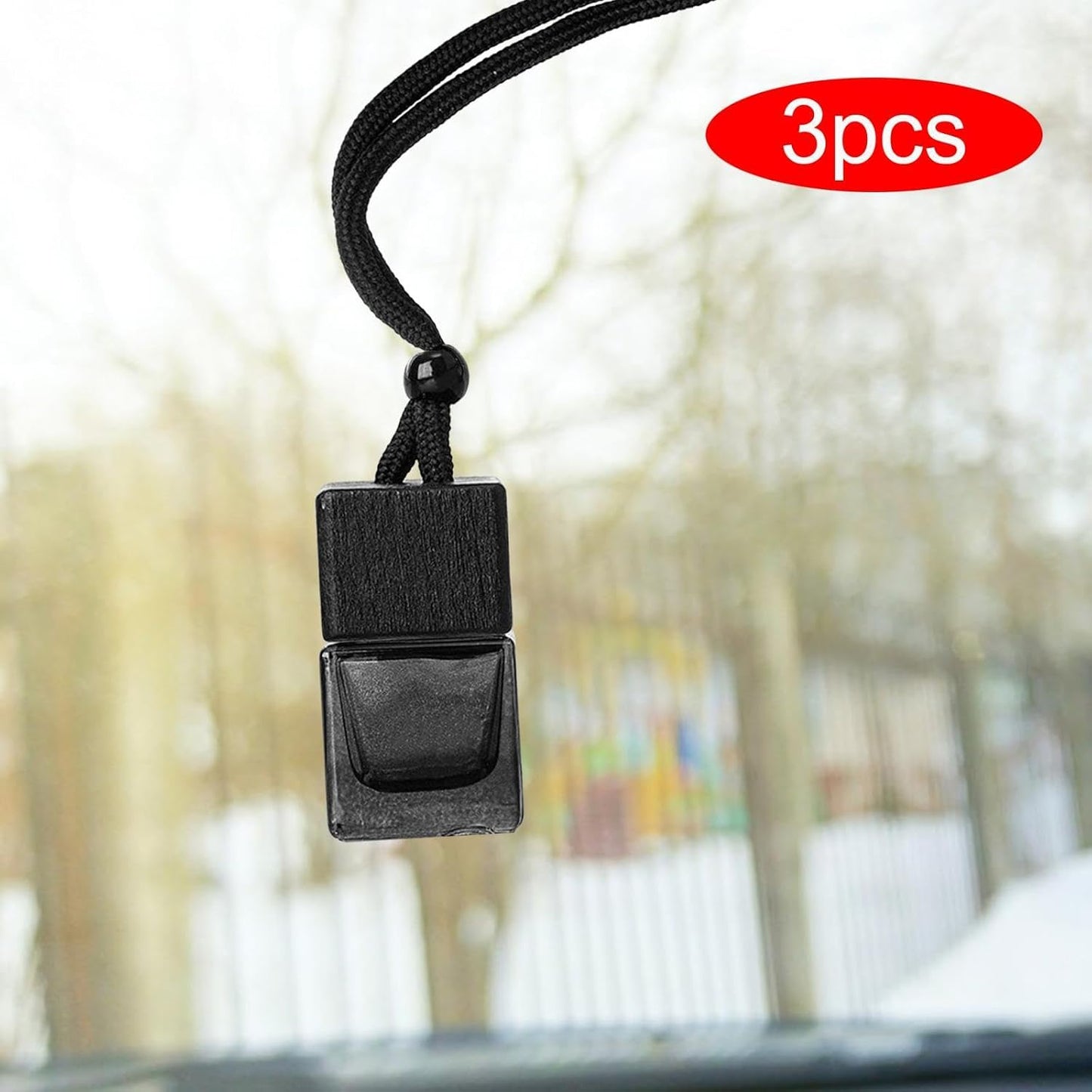 3 Pcs Hanging Car Air Freshener Empty Car Diffuser Bottles, Car Diffusers for Essential Oils, Car Air Freshener Ornament for Auto Interior Home Office Decoration, Black