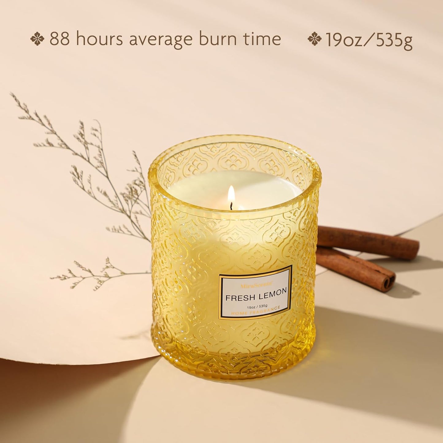 Lemon Scented Candles, 19oz Aromatherapy Candles Gifts for Women, Yellow Luxury Large Decorative Candles in Glass, Natural Soy Wax for Home