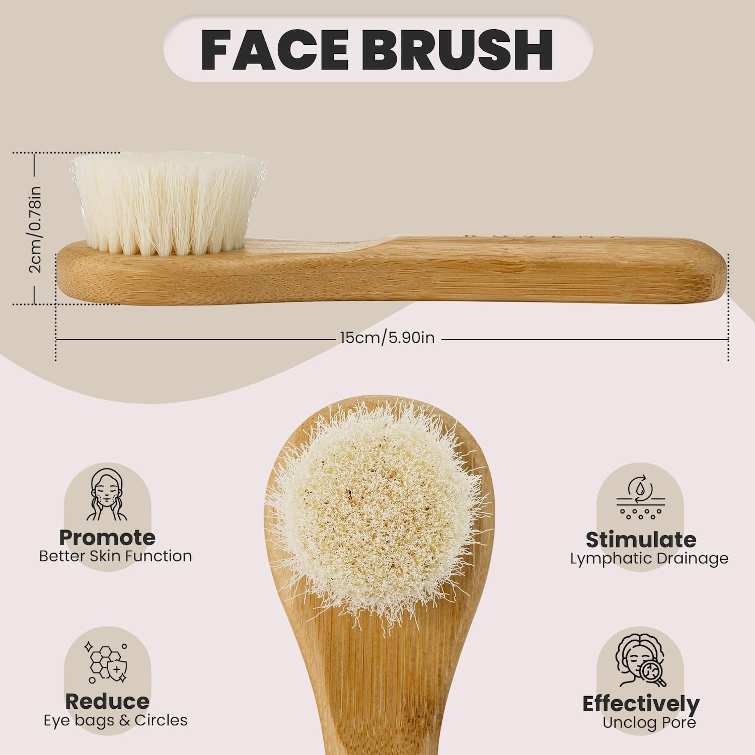 Natural Dry Brush Set for Body and Face - Exfoliate, Stimulate Lymphatic Drainage, Reduce Cellulite - Dry Skin Brushing with Vegan, Boar Bristles and Sustainable Bamboo Handles