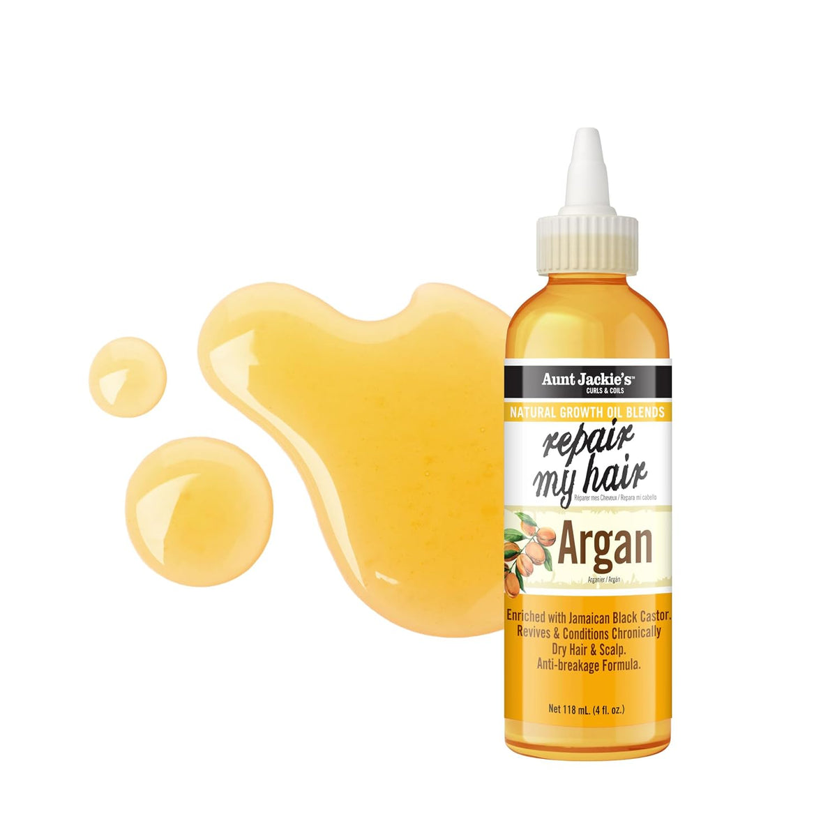 Aunt Jackie's Natural Growth Oil Blends Repair My Hair - Argan, Revives and Conditions Chronically Dry Hair and Scalp, Anti-Breakage Formula, 4 oz